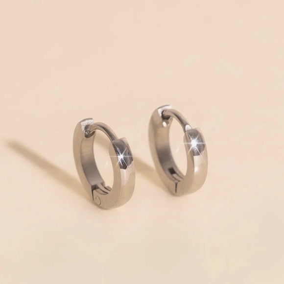 Jewelry - Mini hoop earrings. Snap closure and made for sensitive ears. By Oh Clem.